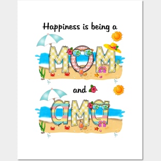 Happiness Is Being A Mom And Ama Summer Beach Happy Mother's Day Posters and Art